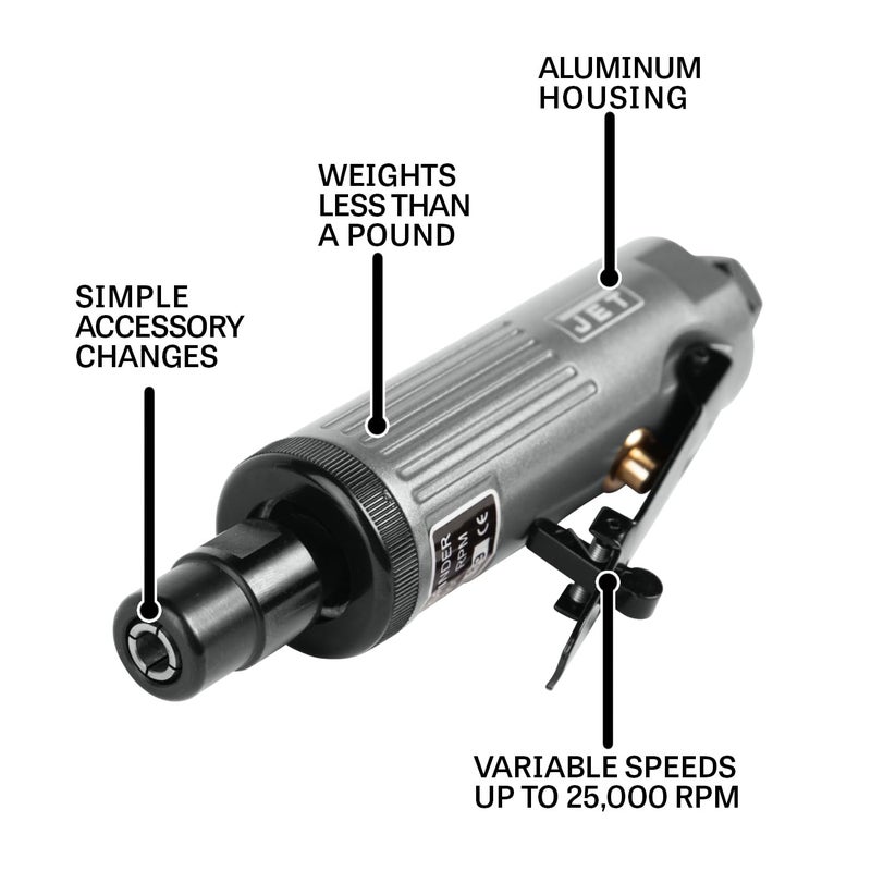 JET 1/4-Inch Straight Aluminum Die Grinder, 25000 RPM (Model JAT-413) - Image 2